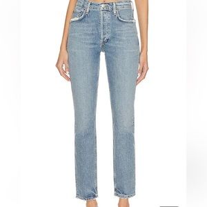 Agolde Riley Long High Rise Straight in Quiver